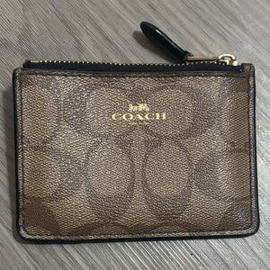 Coach Brown Monogram Zip Pouch